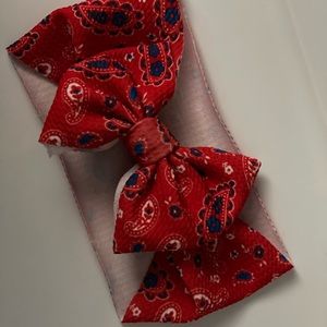 Paisley red white and blue bandana headband bow